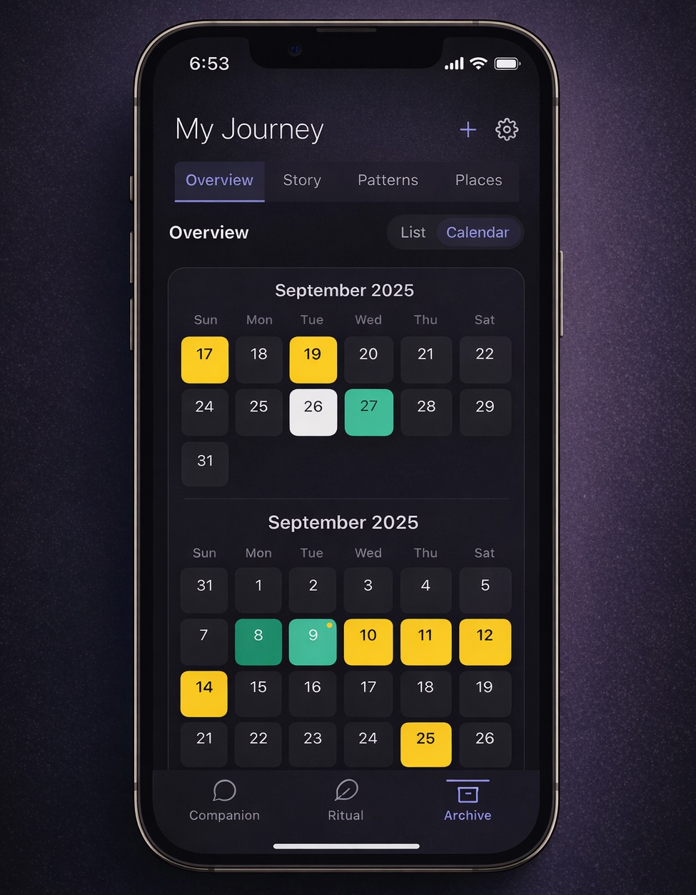 Daily clarity calendar view